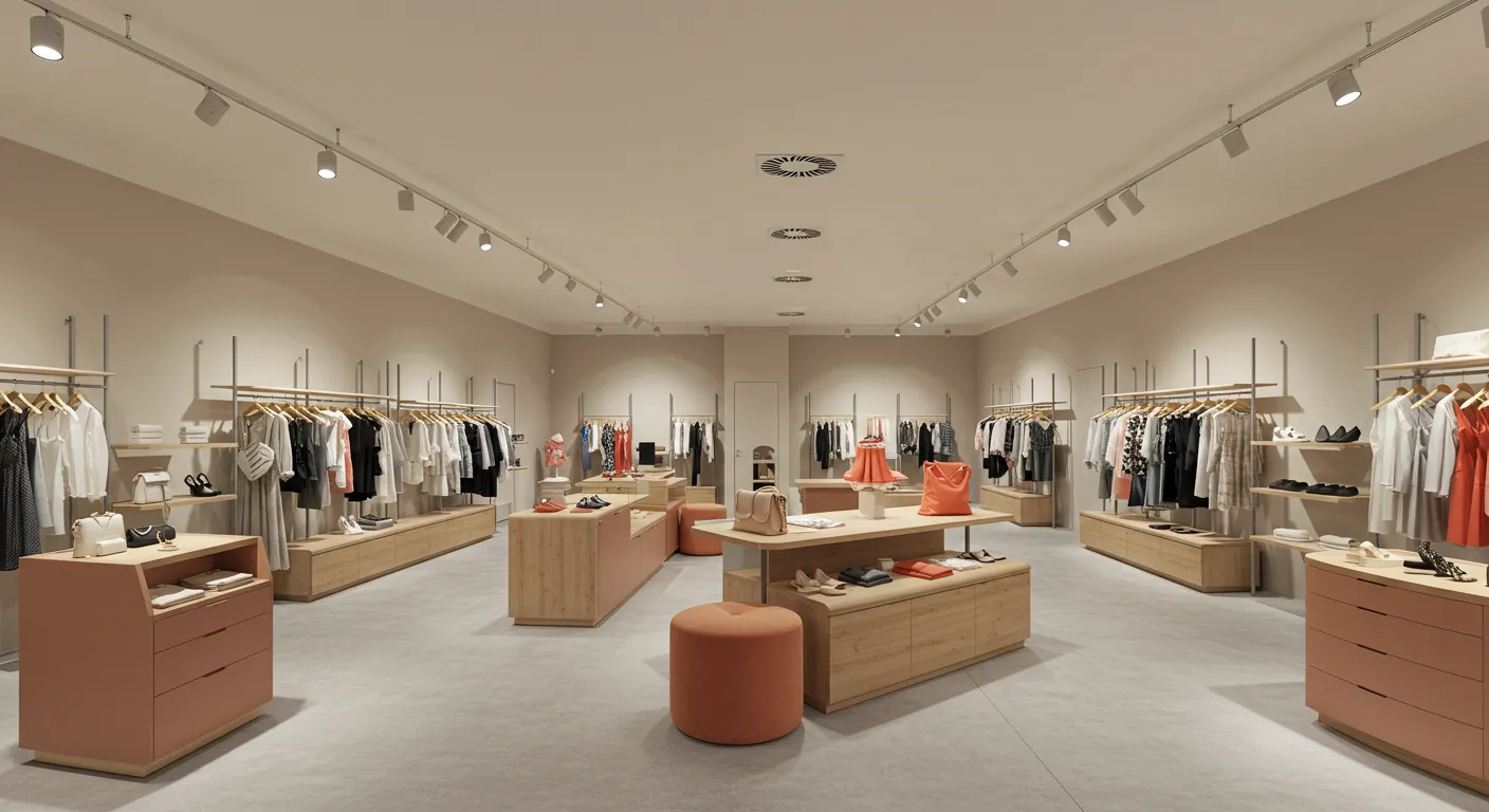 agencement de boutique, mobilier sur mesure, présentoir magasin, menuiserie agencement, aménagement magasin, boutique luxe, fabrication mobilier