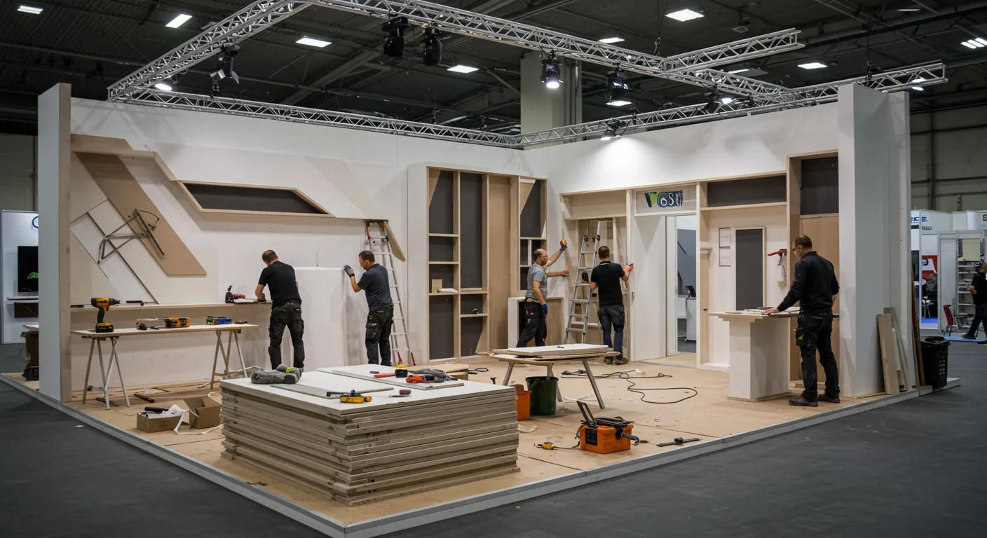 fabricant stand Europe, logistique salon international, installation stand Allemagne, montage stand professionnel, prestataire salon Europe, transport stand sur mesure