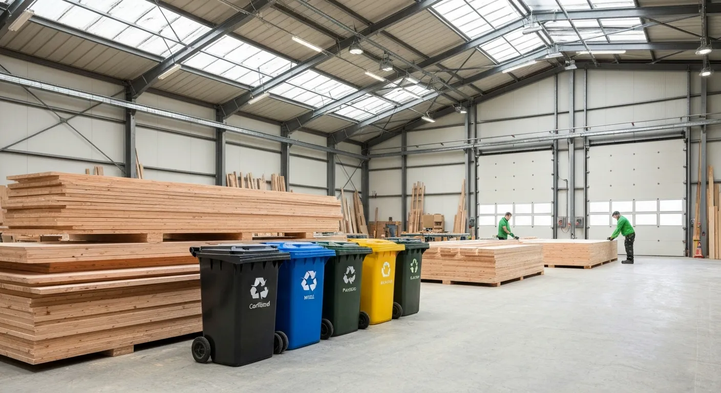 Certification ISO 20121 événementiel, menuiserie stand écoresponsable, fabrication stand durable, gestion déchets atelier menuiserie, Mythiqs fabricant stand, construction stand RSE, recyclage matériaux stand, atelier production bois écologique